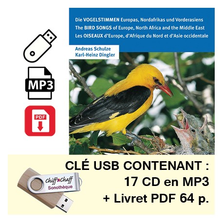 CLÉ USB : Les oiseaux d'Europe (17 CD MP3 + livret PDF)