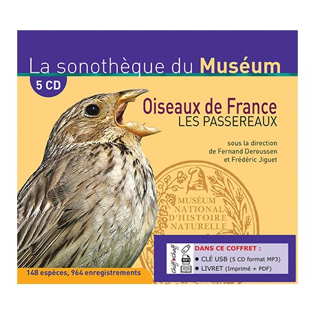 OISEAUX DE FRANCE, LES PASSEREAUX  (COFFRET CLÉ USB 5 CD MP3 + LIVRET)