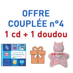 OFFRE COUPLÉE Nr 4 : CD "Sieste et Nuit" + Doudou Hibou Rose à broder