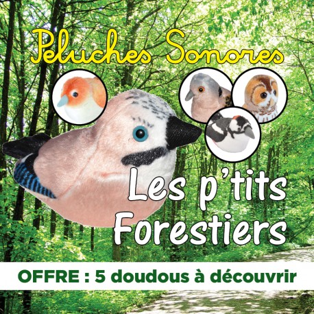 OFFRE : 5 peluches oiseaux sonores "LES P'TITS FORESTIERS"