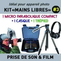 KIT "MAINS LIBRES" Nr 3 - Valise micro parabolique + casque + trépied (Prise de son et Film)