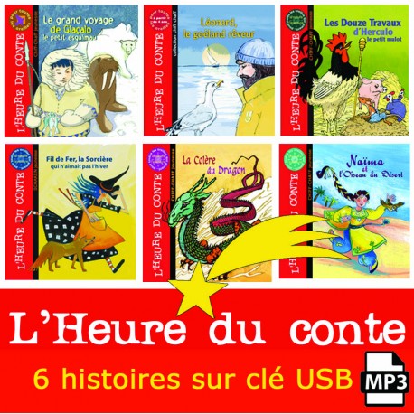 	L'HEURE DU CONTE : 6 CD CONTES EN WAV SUR CLÉ USB