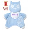 Doudou Hibou Bleu brodé