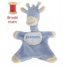 Doudou Girafon Bleu Brodé