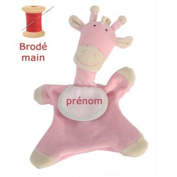 Doudou Girafon Rose Brodé