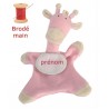 Doudou Girafon Rose Brodé